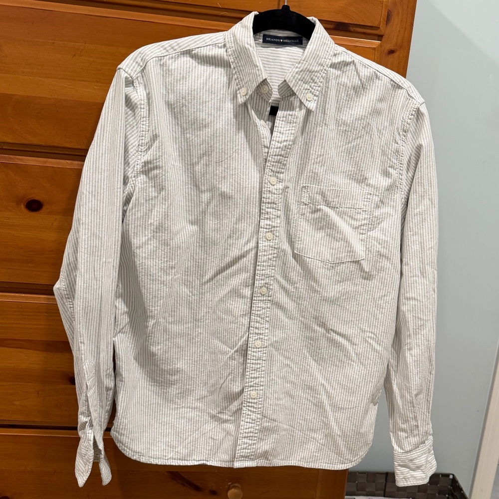 Brandy Melville Grey & White Striped Shirt